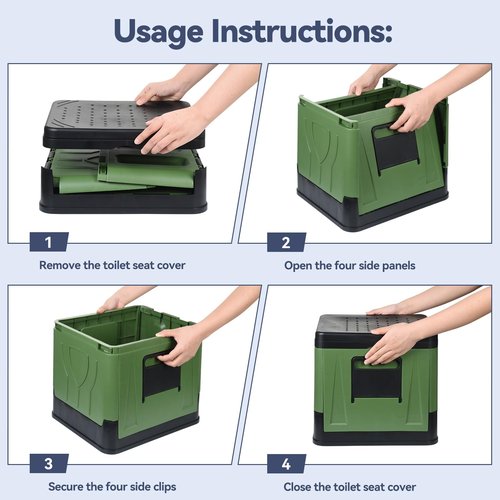 Firiner Collapsible Portable Toilet for Camping, Travel, Outdoor, Car, RV & Emergency Use, Potty with Paper Holder for Adults & Kids