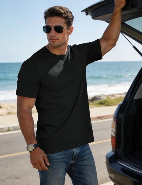 MAGCOMSEN Men's Short Sleeve T-Shirts - UPF 80+ Sun Protection, Lightweight & Moisture-Wicking Tees