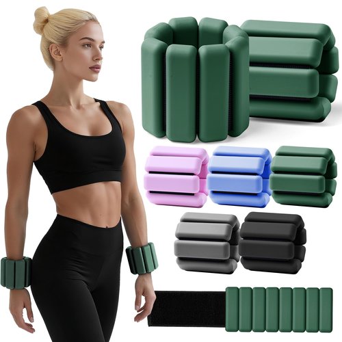 Weighted Bangles for Wrist and Ankle Weights for Women 0.5LB Each (Set of 2) | Workout Weights for Yoga, Pilates & Walking | Leg & Arm Weights Men GREEN