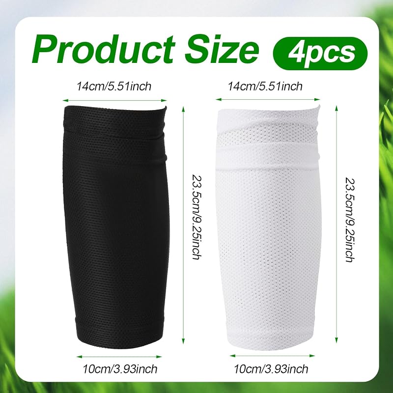 Soccer Shin Guard Socks Covers 2 Pairs Breathable Polyester 23.5x14x10cm