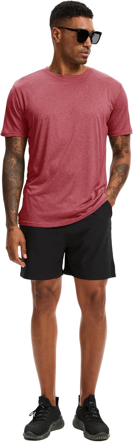 Skiennix Workout Shirts for Men - Quick Dry UPF 50+ Sun Protection | Lightweight Athletic Tee (5 Pack)