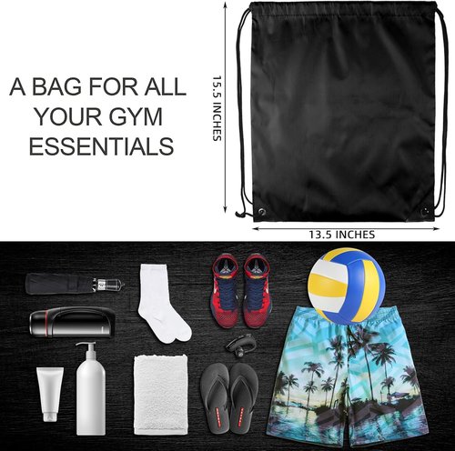 GoodtoU Nylon Backpacks - Durable Drawstring Bags for Sports & Travel | Black, 128 Pieces