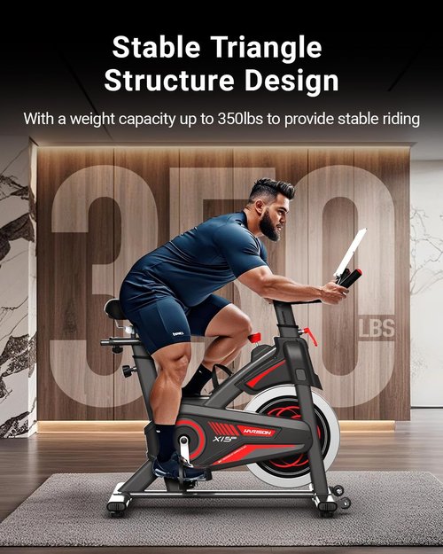 HARISON Exercise Bike - Magnetic Stationary Indoor Cycling Bike with Adjustable Resistance & 380lb Capacity
