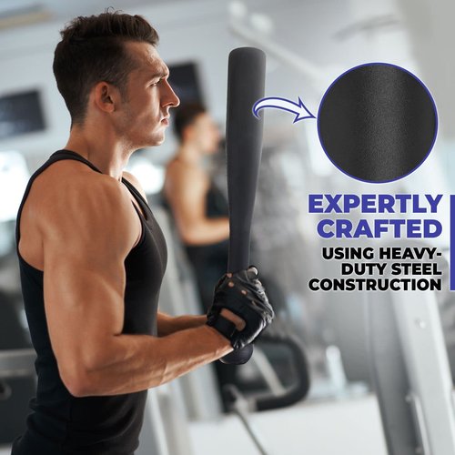 A2ZCARE Steel Mace Exercise Club - Heavy Duty Steel Indian Clubs - Perfect for Strength Training, Full Body Workout and Rehabilitation (10LB - Black)