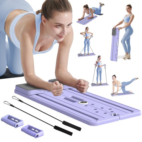 DQI Pilates Board,Pilates Reformer Set,Pilates Machine 15-in-1 Multifunctional Abdominal Board for Home Office Workout,Pilates Sliding Board for Women & Men