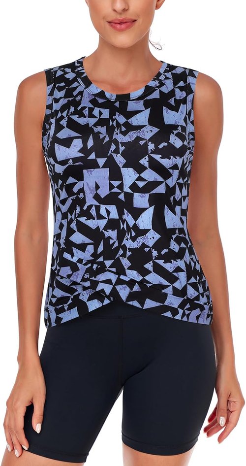 LURANEE Women's Athletic Tank Tops - Quick Dry Yoga Crop Sleeveless Shirt with Sun Protection