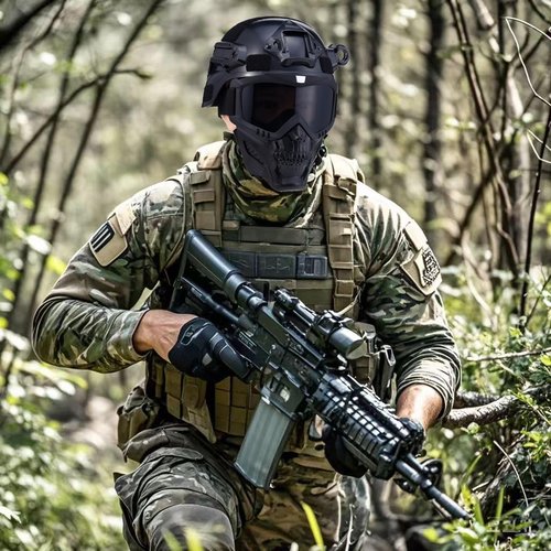 Airsoft Helmet and Mask,Tactical Airsoft Helmet and Full Face Fox Mask Set - Black Paintball Gear with Detachable Goggles, NVG Mount, and Side Rails