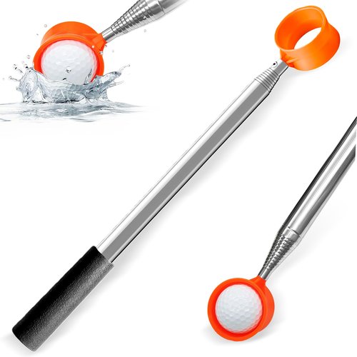 9Ft/12Ft/17Ft/20Ft Golf Ball Retriever Telescopic for Water with Non-Slip Rubber Grip, Professional Stainless, Light Weight Double Sided Golf Ball Picker Upper, Mens and Womens Golf Accessories Gifts