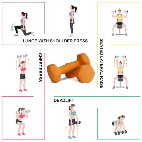 Balelinko Home Gym Equipment Workouts Strength Training Weight Loss Pilates Weights Yoga Sets Weights for Women, Men, Seniors and Youth, 7LB Orange, Pair