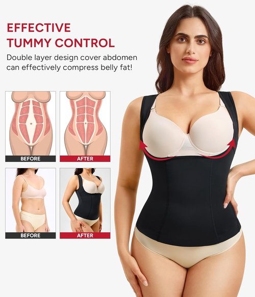 Nebility Womens Tummy Control Shapewear Tank Tops Underbust Body Shaper Compression Camisole Tops