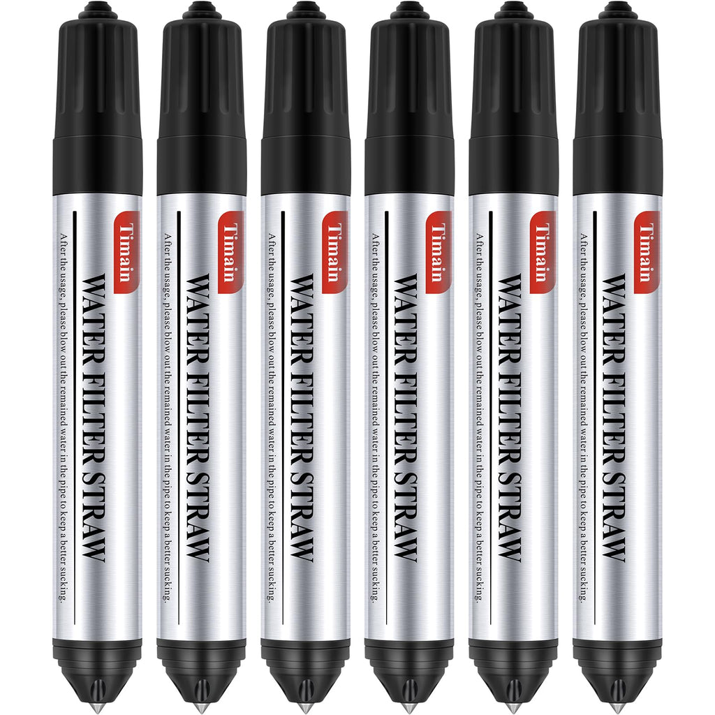 Timain 6 Pack Mini Water Filter Straws,Water Purifier Survival for Emergency Preparedness,Break Glass,Travel,Camping, Hiking,Fishing,Hunting (6)