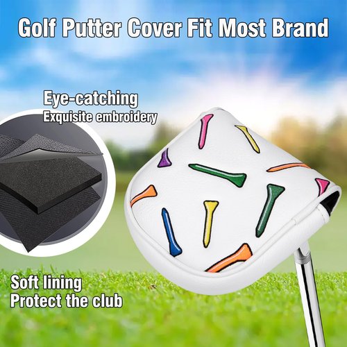 Golf Putter Cover DF3 Mallet Putter Headcover Colorful Tee Golf Club Cover for DF3 Putter with Magnetic Closure fit DF3 Putter