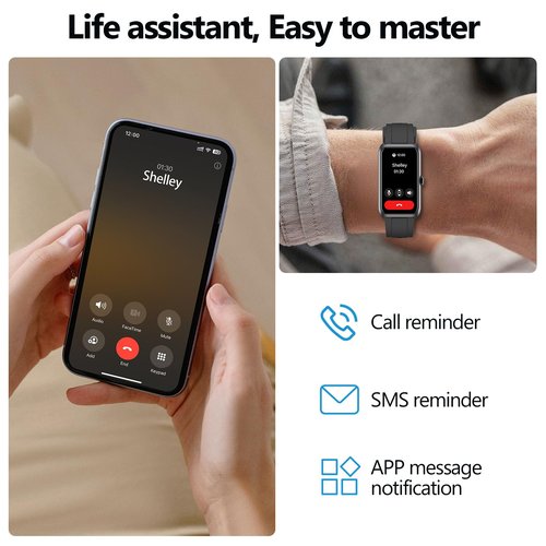 MOLOURK Fitness Tracker with Heart Rate, Sleep Monitor, 100+Sports Modes Smart Watches for Men Women, IP68 Waterproof, Activity & Step Tracker Watch for Android/iOS Phones (Black)