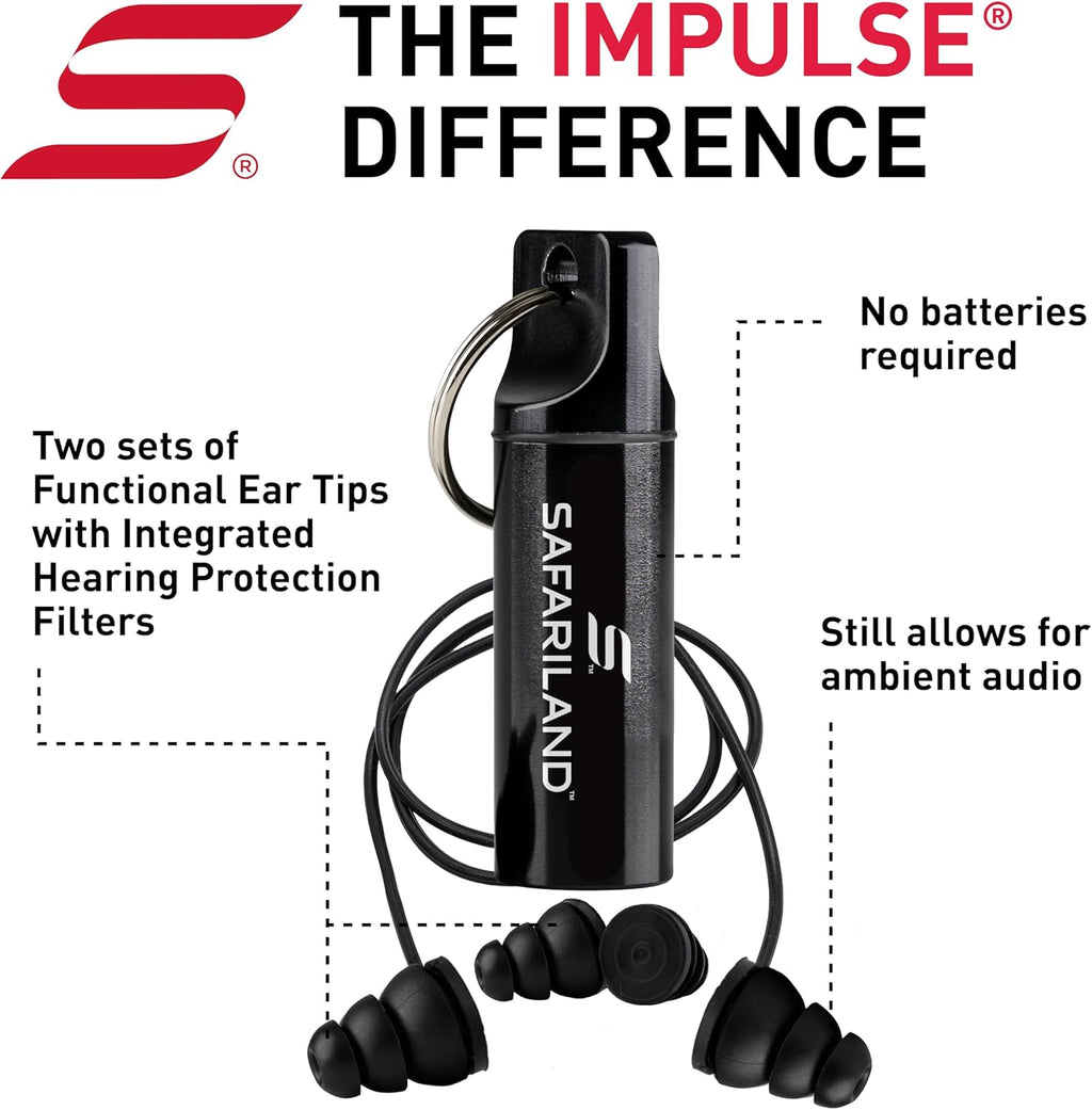 Safariland Pro Impulse Plus Hearing Protection - In-Ear Earplugs with Keychain Case for Shooting & Hunting