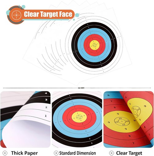 MOLFUJ Archery Targets - 20/50 Pack Bow & Arrow Targets for Hunting | 10/5 Rings, 16x16/15.7x15.7in