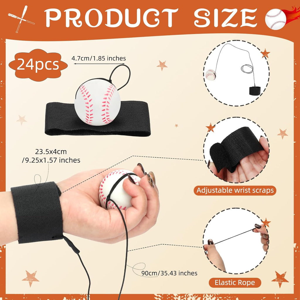 Skiennix Baseballs Wrist Return Ball - 1.85 Inch Rebound Bouncy Ball with Strap | Fun Outdoor Activity for Kids & Adults