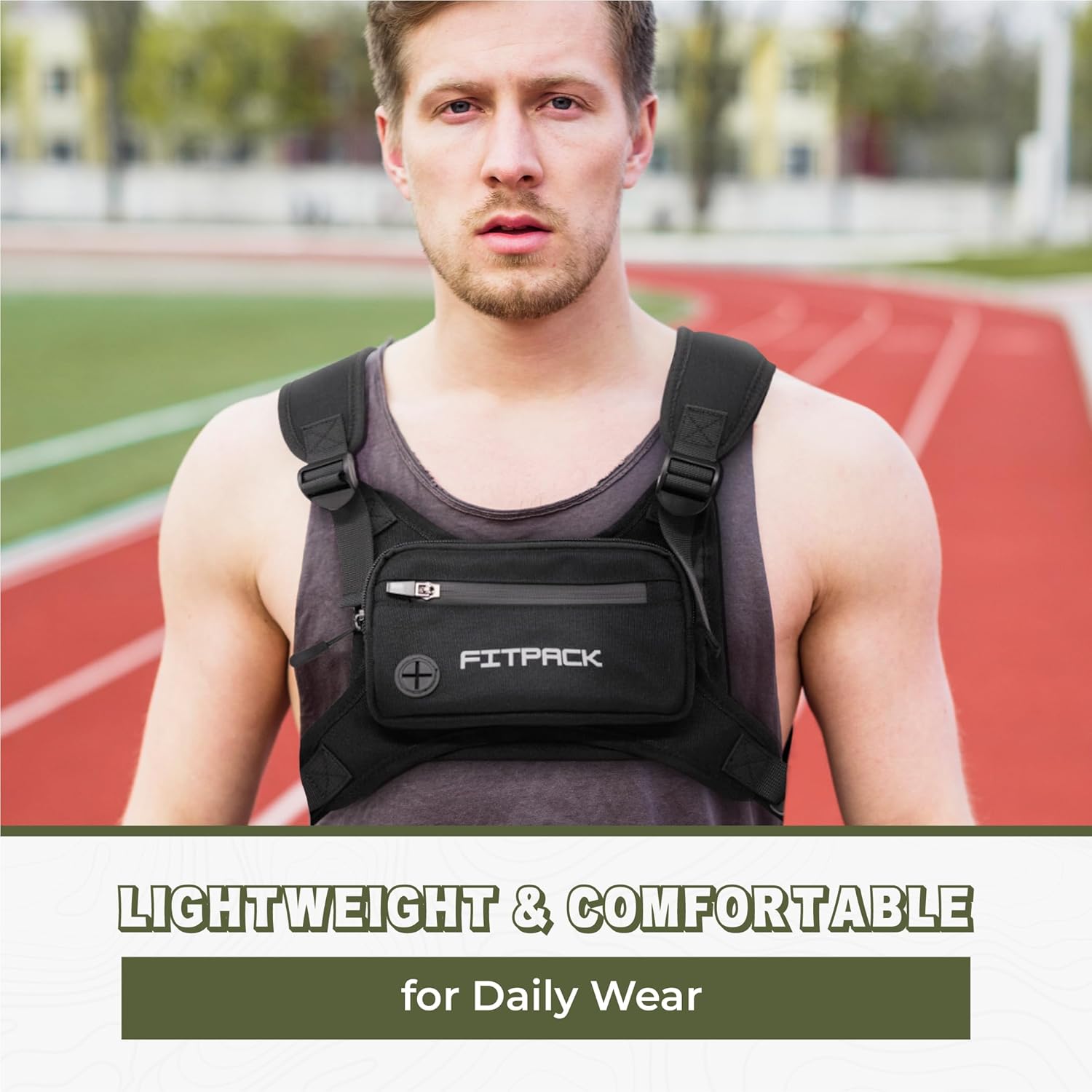 Skiennix Running Vest - Lightweight Water-Resistant Chest Bag with Phone Holder | Adjustable Straps (Black)