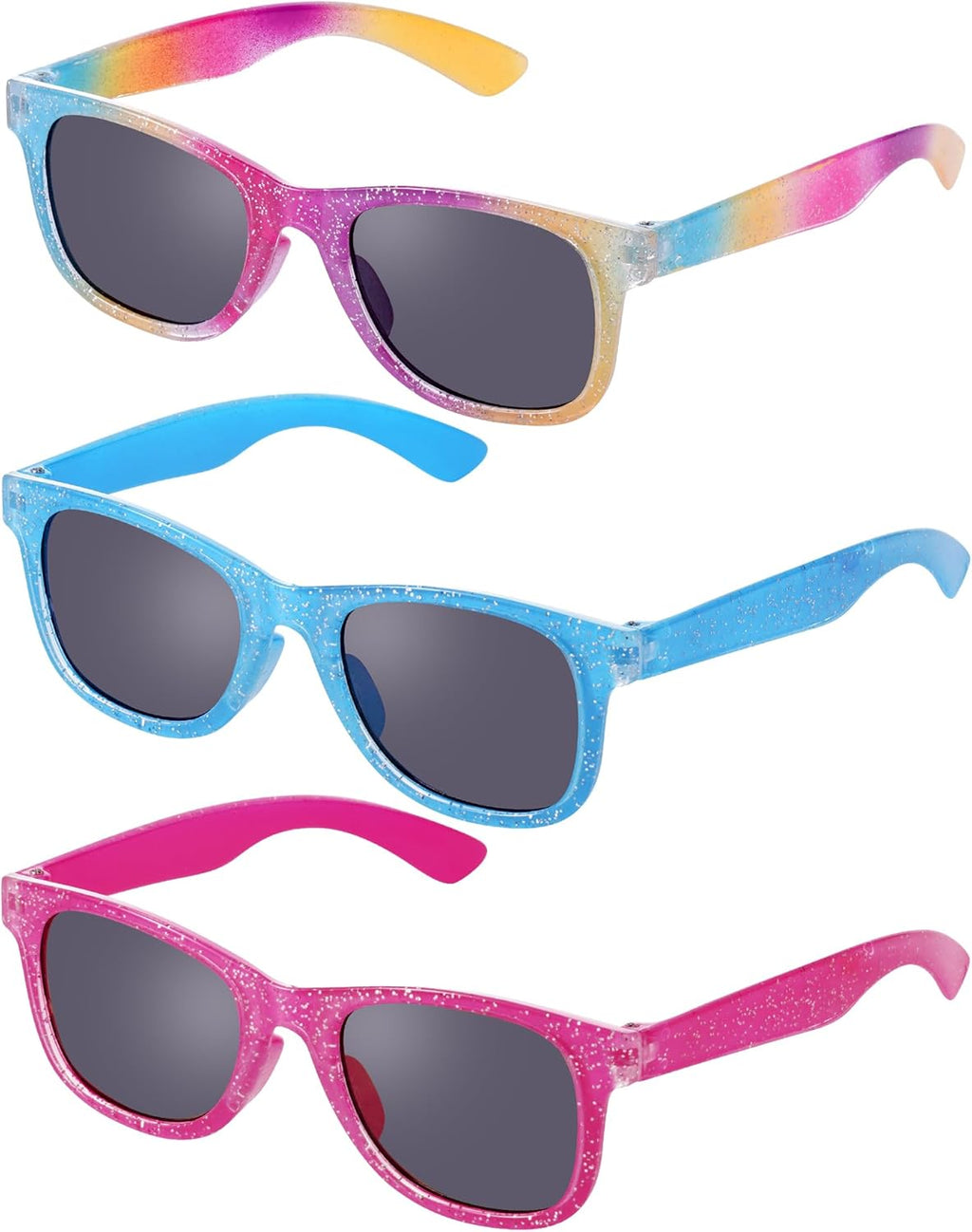 Obmwang Kids Sunglasses - Princess Glitter Design with UV 400 Protection | 3 Pack for Toddler Girls