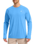 Pudolla Mens Sun Protection Shirts UV SPF T-Shirts UPF 50+ Long Sleeve Rash Guard Fishing Running Quick Dry(Sky Blue XL)