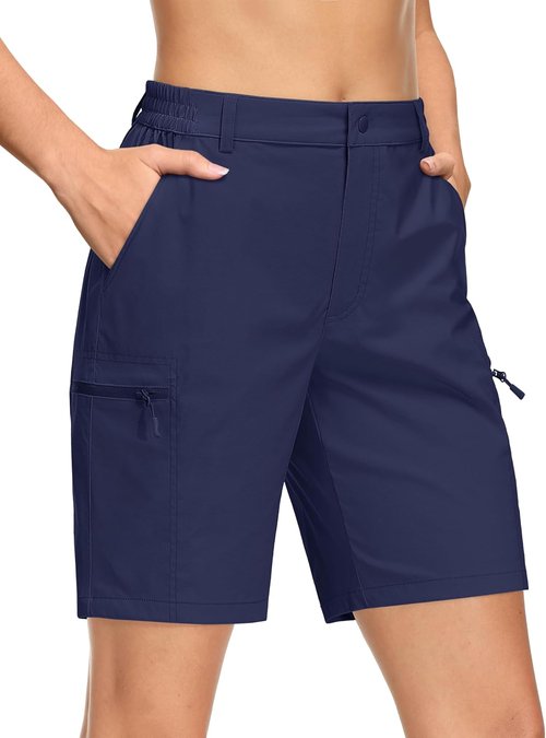 MAGCOMSEN Women's Hiking Shorts - Quick Dry Lightweight Athletic Shorts with 4 Pockets | Summer Casual Running Wear