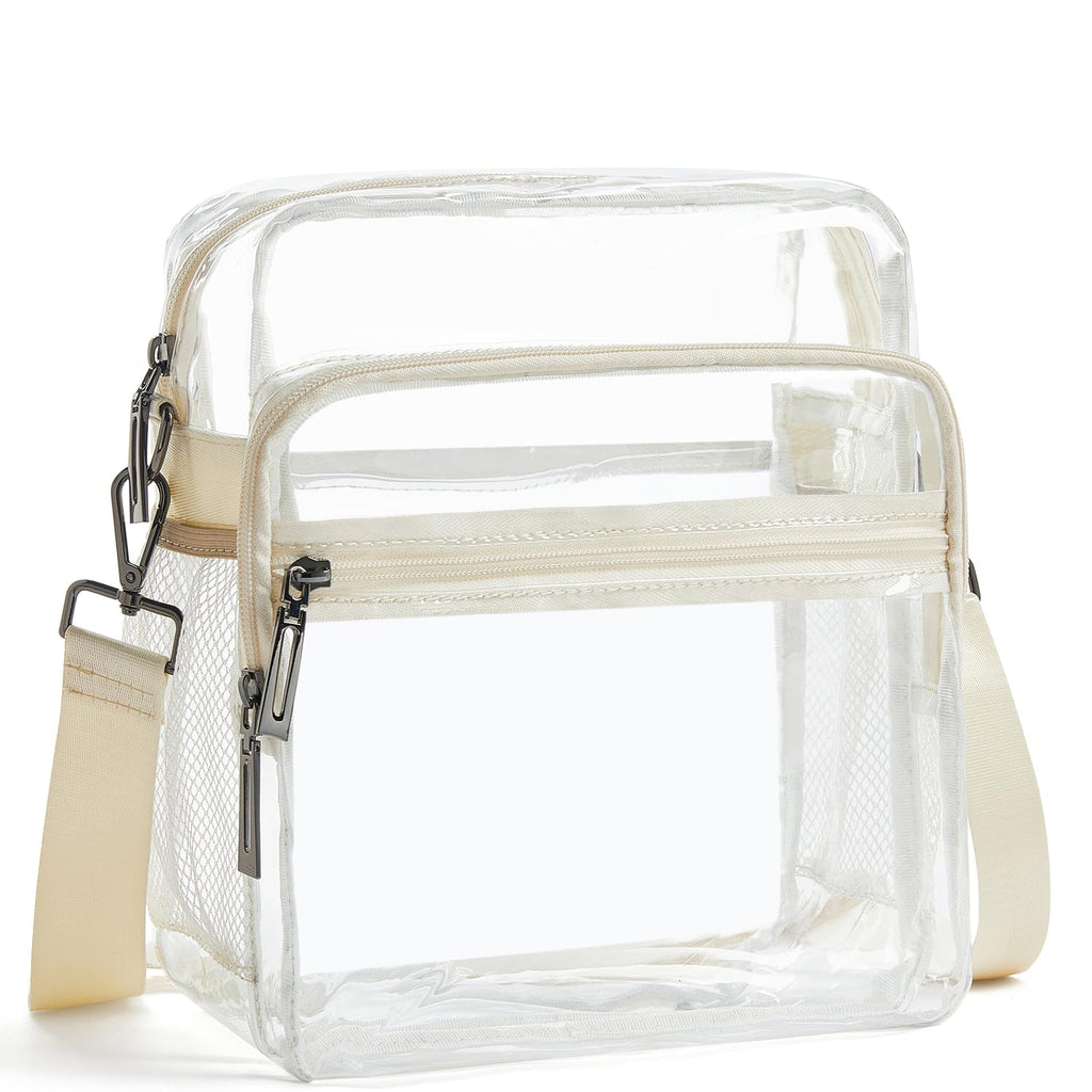 LATMAP Clear Bag for Stadium Events 12x6x12 Clear Purse with 3-Zipper Pockets Crossbody Handbag Tote for Concerts Sports