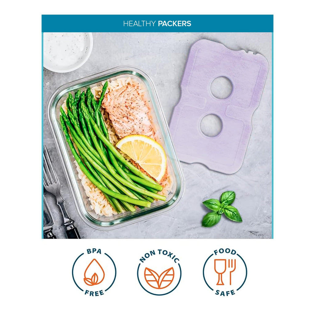 Healthy Packers Ice Packs for Lunch Boxes & Coolers – Pastel Slim Long-Lasting Reusable Gel Freezer Packs | Thin Ice Pack for Lunch Box | BPA-Free, Leak-Proof (4 Pack)