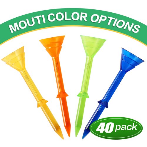 ToVii 3-1/4" Big Cup Plastic Golf Tees 40 Pack｜Excellent Durability and Stability Tees |Golf Plastic Tees Reduced Friction & Side Spin (Green/Blue)