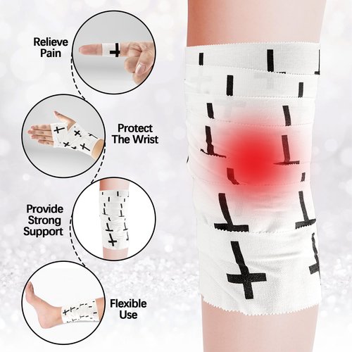 4Pcs Christian Athletic Tape 2in x 23ft Cross Sports Tape Religious Cotton Zinc Oxide Sports Wristbands Jesus Cross Wrist Tapes for Football Baseball Athlete Tennis Gymnastics First Aid Injury Wrap