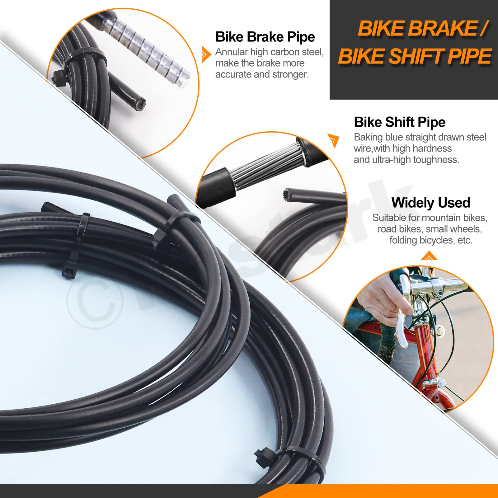 Rustark Stainless Steel Bike Cable Cutter and Brake Housing Cable Kit with End Caps and O-Rings for Mountain and Road Bikes