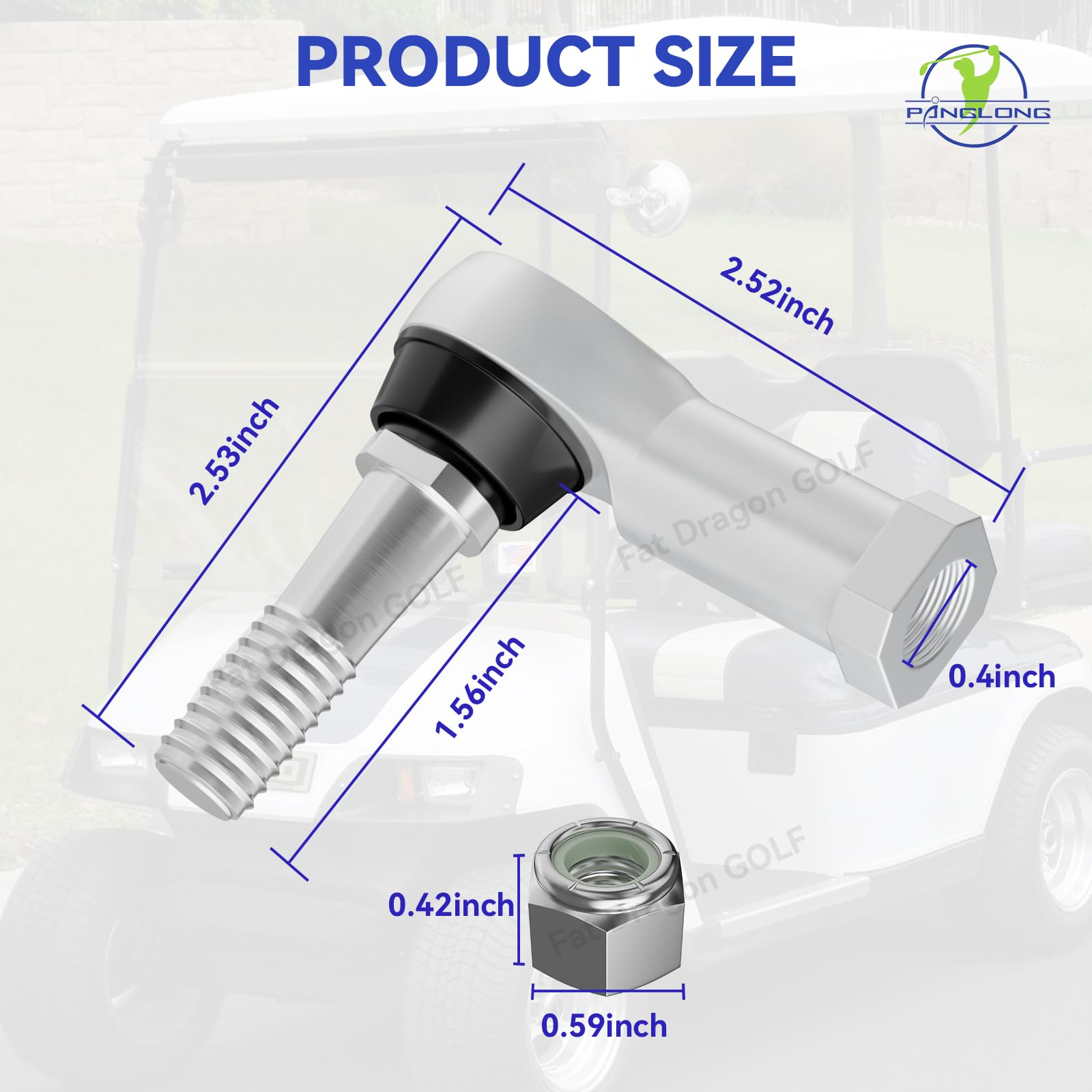 Panglong EZGO Tie Rod Ends, EZGO TXT Ball Joint Tie Rod End Kit-2PCS, for 2001-UP 36V EZGO TXT Golf Carts, Include Driver and Passenger Side, OEM Reference #70902-G01, 70902-G02