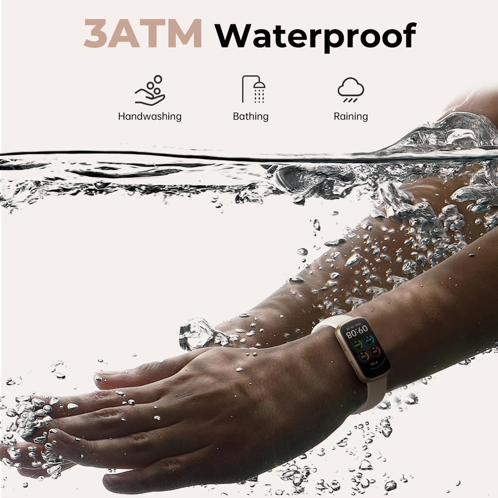 TIFOZEN Fitness Tracker for Women Men, Smart Watch Band with 24/7 Heart Rate Blood Oxygen Sleep Monitor, Calories Step Tracker Pedometer 3ATM Waterproof Activity Tracker (Gold Starlight)