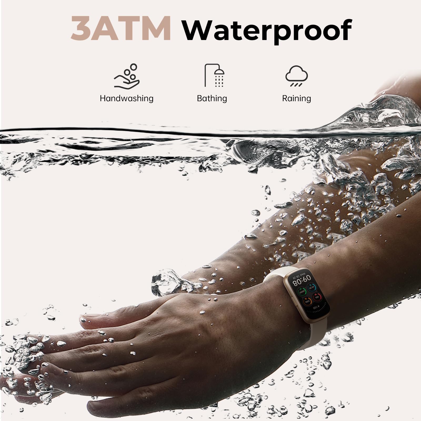 TIFOZEN Fitness Tracker for Women Men, Smart Watch Band with 24/7 Heart Rate Blood Oxygen Sleep Monitor, Calories Step Tracker Pedometer 3ATM Waterproof Activity Tracker (Gold Starlight)