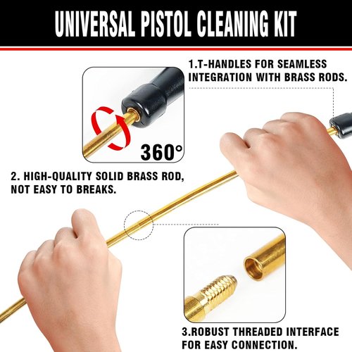 Gun Cleaning Kit - 25-In-1 Universal Handgun Cleaning Set for .22 to .45 Caliber | Essential Gun Brush Tools