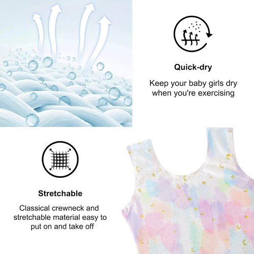 Idgreatim Gymnastics Leotards for Girls - Sparkly Biketards & Unitards | Ages 2-10, Athletic Tumbling Outfit