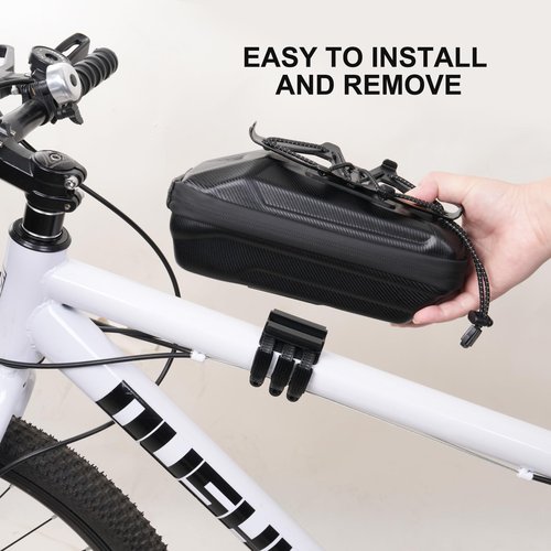 Leopauto Bike Front Frame Bag, Top Tube Bike Bag with Phone Holder Stabilizer Bike Phone Mount Holder with Rain Cover for Outdoor Cycling Travel Hiking
