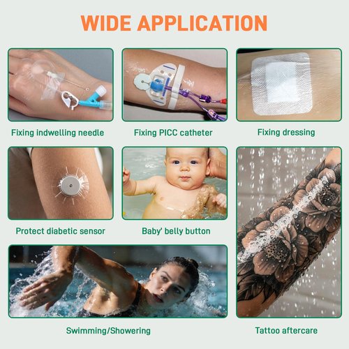 Transparent Film Dressing 4'' x 4.75'', 25 Packs Clear Waterproof Bandages for Wounds, Large Adhesive Patches Breathable Wound Cover for Post Surgical, Shower, Swimming, Tattoo Aftercare, IV Shield