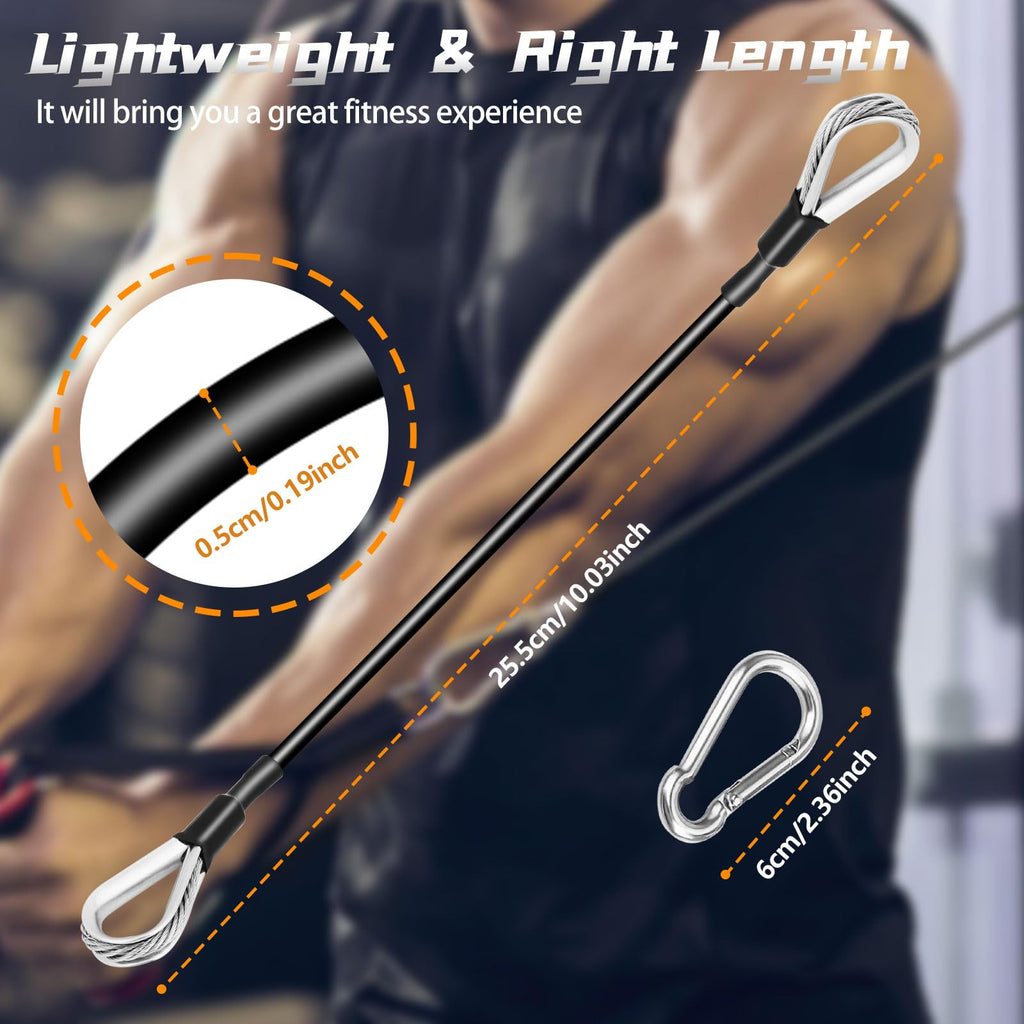 AccEncyc Cable Attachments for Gym, 2PCS Gym Cable Extension Compatible with Gym Accessories, Gym Cable Machine for LAT/Tricep Pull Down, Leg Extensions Machine (10inch)