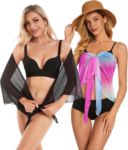 CHICGAL Beach Sarong Wrap Skirt - Sheer Bikini Cover-Up for Women | 2-Piece Swimwear Set