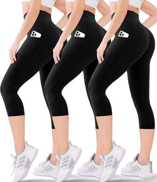 Blisset Women's High Waisted Capri - Buttery Soft Tummy Control | No See-Through Yoga & Running Pants