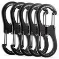 FresKaro 1kN Swivel Carabiner Clip, Heavy Duty Double-Ended Wire gate Carbineers, Small Non Locking Carabiners for Keys, Keychain, Hiking, Camping, Golf Bag, Water Bottle, Backpacking, Black, 5pcs