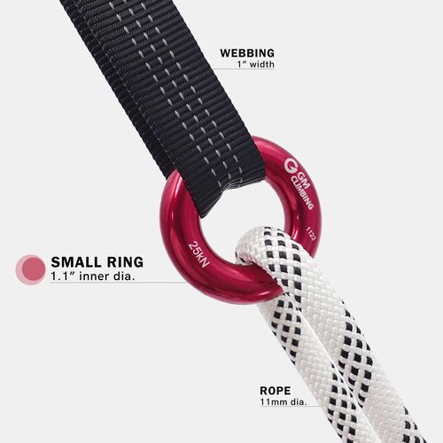 GM CLIMBING Red Small Rappel Ring 25kN for Rock Climbing Arborist Rescue Slackline Hammock Pack of 4