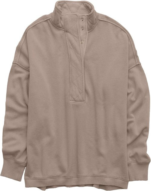 Gacaky Oversized Women's Sweatshirt - Casual Long Sleeve Button Henley Neck Pullover Top