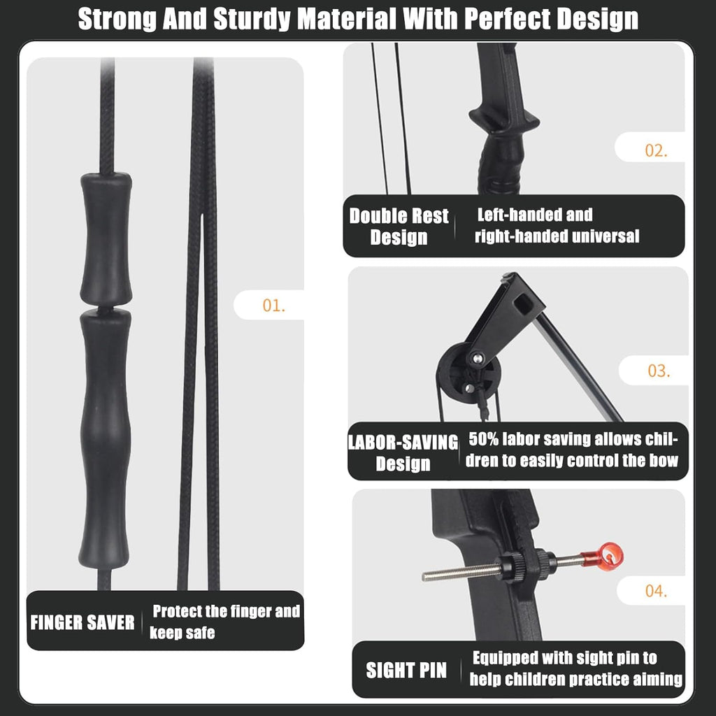 SOPOGER Compound Bow and Arrow Set - Beginner Archery Kit for Youth & Teens | 15-18 LB Draw Weight, 8 Arrows, Target Paper & Arm Guard