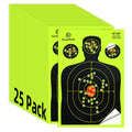 GranPeak 12 x18 inch, Silhouette Splatter Targets, Adhesive Shooting Targets, Shots Burst Bright Fluorescent Yellow, Great for All Firearms (25 Pack)