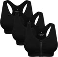 Skiennix Women's Zip Front Sports Bra - Wireless Post-Surgery Support for Yoga & Active Wear