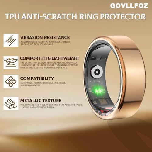 UouNeaCo Smart Ring for Women & Men, Fitness and Health Tracker with Heart Rate Monitor, Blood Oxygen, Sleep Tracker, 100+ Sport Modes, Step Counter, IP68 Waterproof, for iOS Android (Gold, 8)