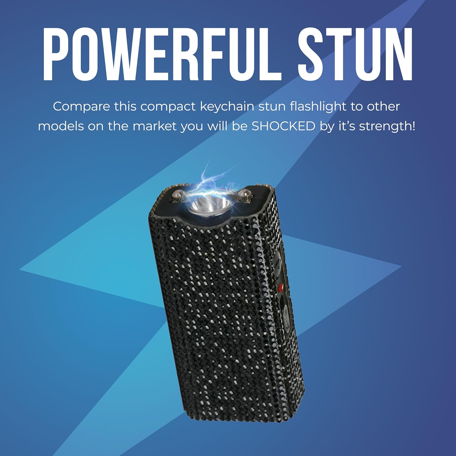 Streetwise Rhinestone Stun Gun Keychain - Compact Rechargeable Self-Defense Flashlight with Holster & Keyring for Women