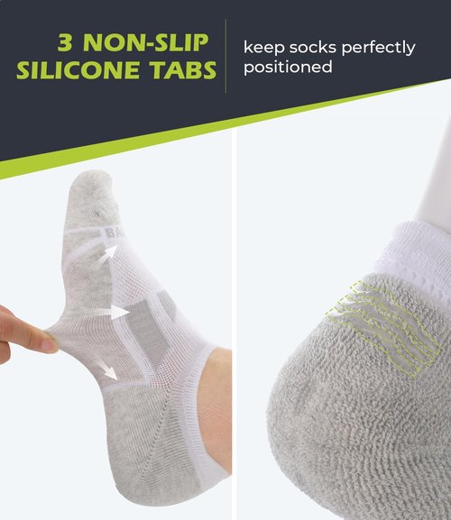 BAMBOO COOL Men's No-Show Socks - Breathable, Moisture-Wicking, Non-Slip | 6-Pack Low Cut Design