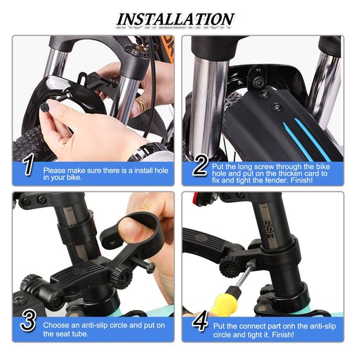 TAGVO Bicycle Mudguard Fit for 20/22/24/26 Inch, Universal Full Coverage Thicken Widen Front and Rear Adjustable Mudguard, Mountain Bike Mudguard Set, MTB Road Bike