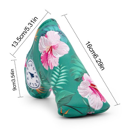 Golf Blade Putter Cover, Flower Style Elegant Embroidery Premium Leather Blade Putter Headcover Putter Head Covers for Scotty Cameron Ping Taylormade Odyssey